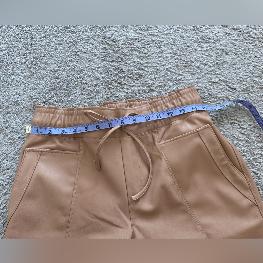 Melissa Nepton Faux Leather Pants | Tan | Size Small | Drawstring Waist - Picture 9 of 13